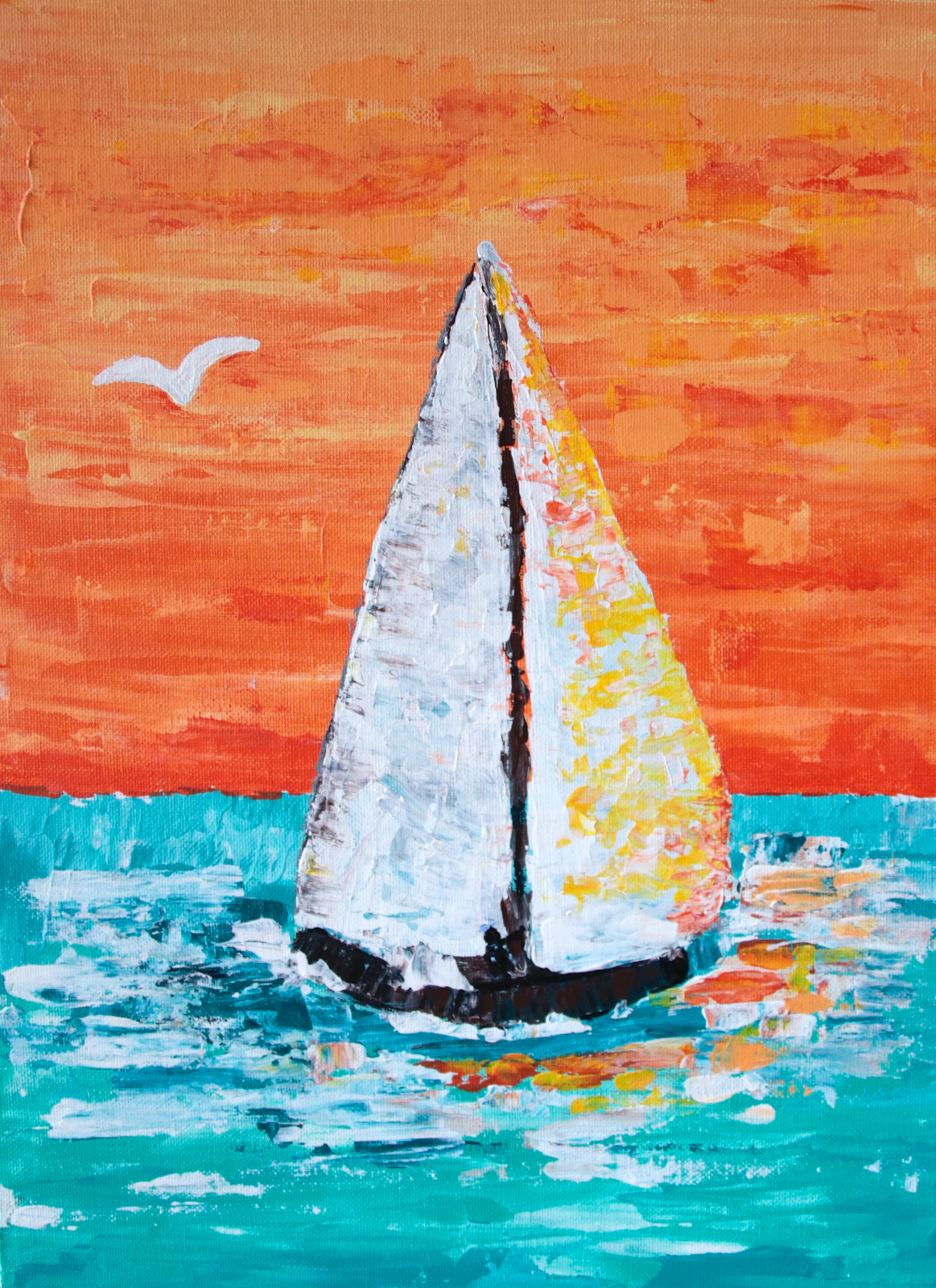 Sommerbrise - Sommer Farben in einer maritimen Szene - 30x40 cm