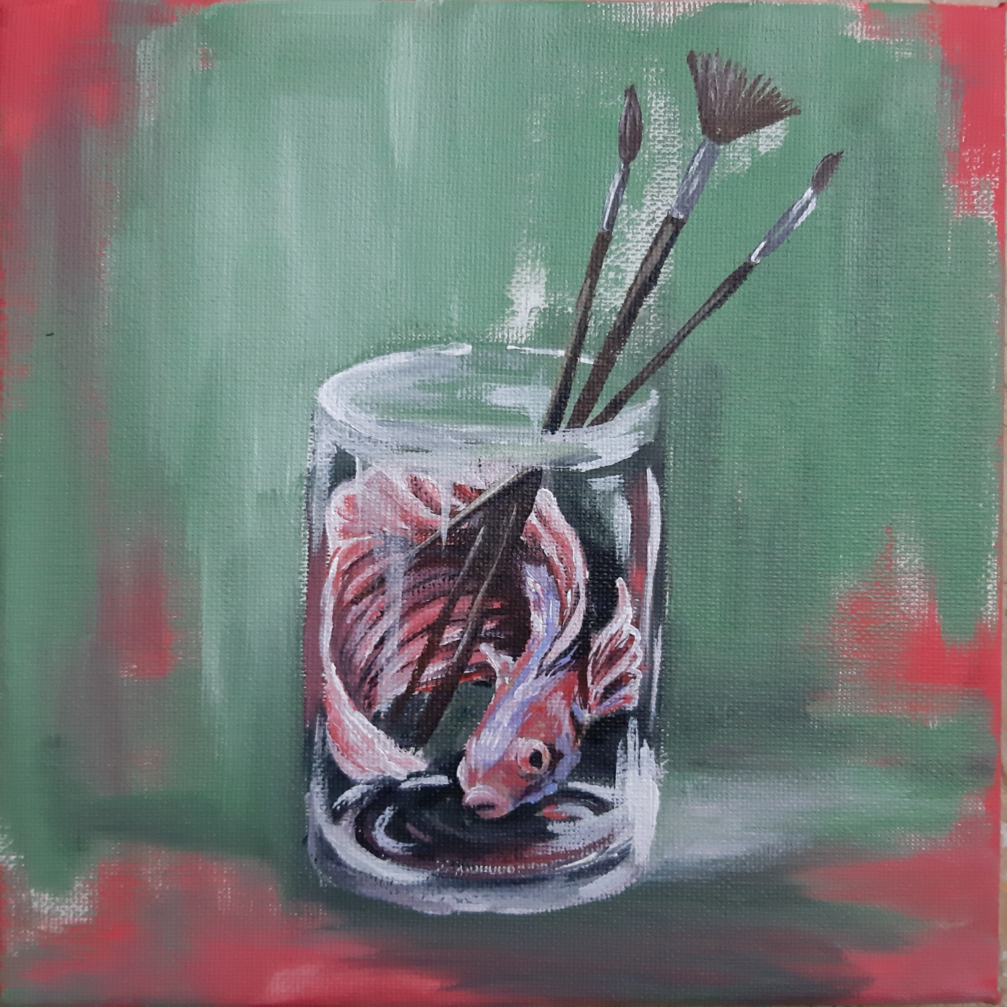 "Fisch im Glas" mit Rahmen
