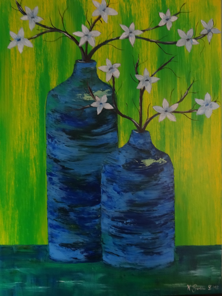 Stillleben mit blauen Vasen
