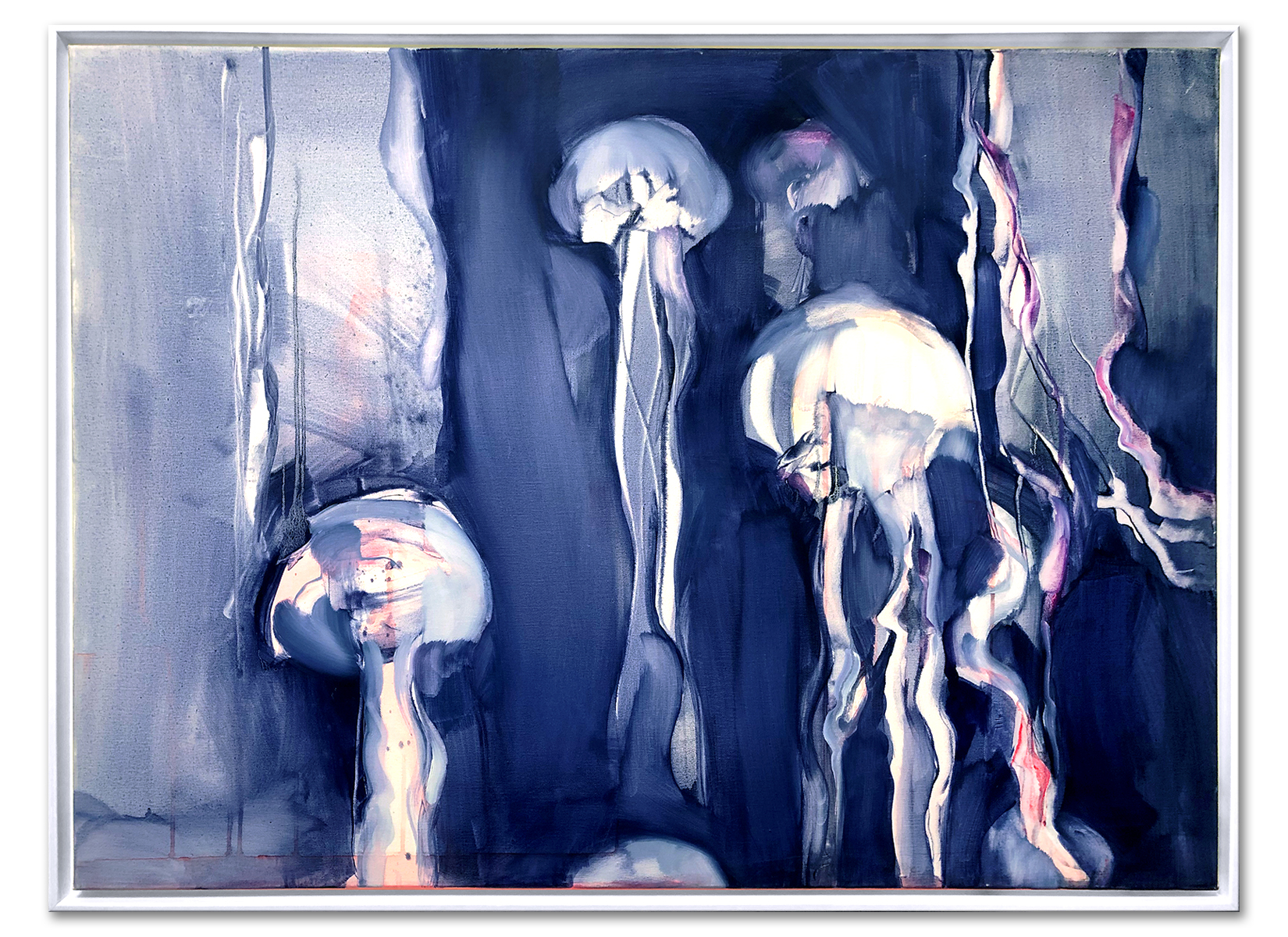 zeitgenössisches Leinwandbild "Jellyfish I" Originalgemälde von P. Berger