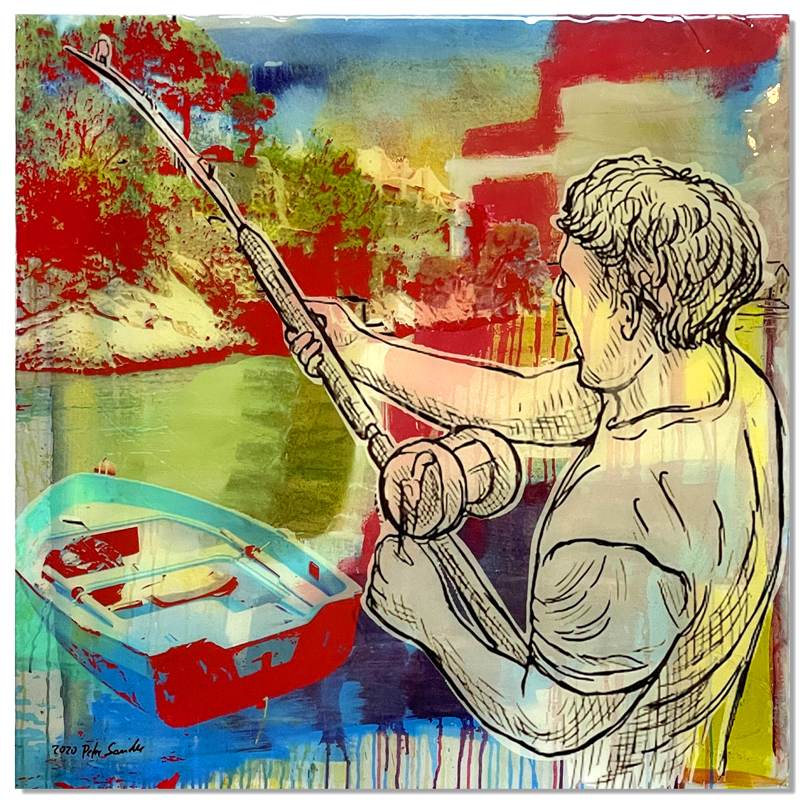 Peter Sander "Der Angler" Pop Art Serigraphie [1/50]