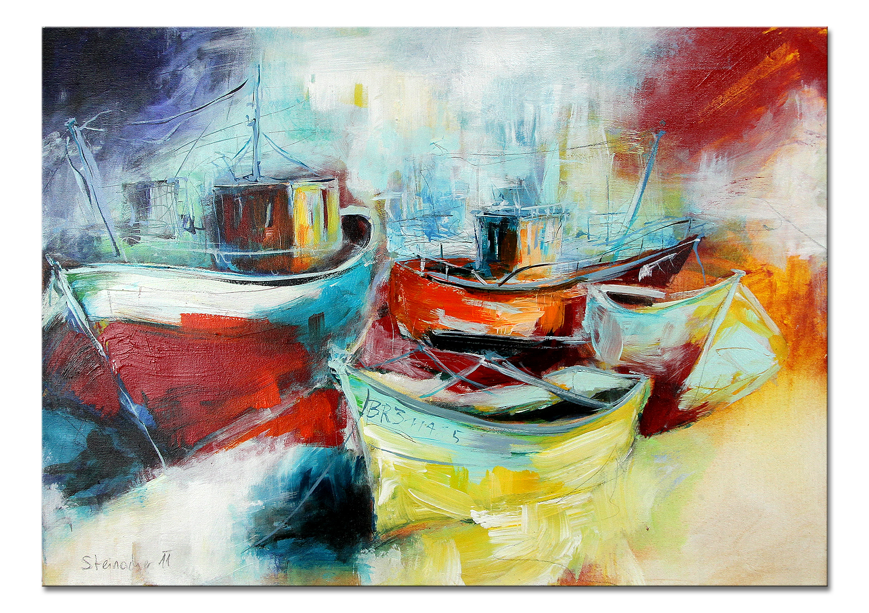 Gemälde "Boote" Kunst Bilder maritime Landschaft