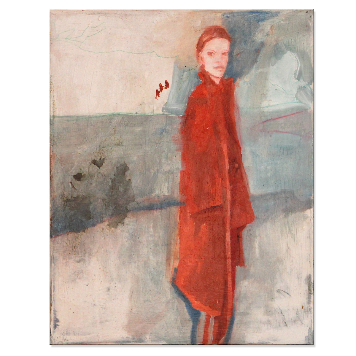 Ölgemälde "Frau im roten Mantel" von Mila Plaickner