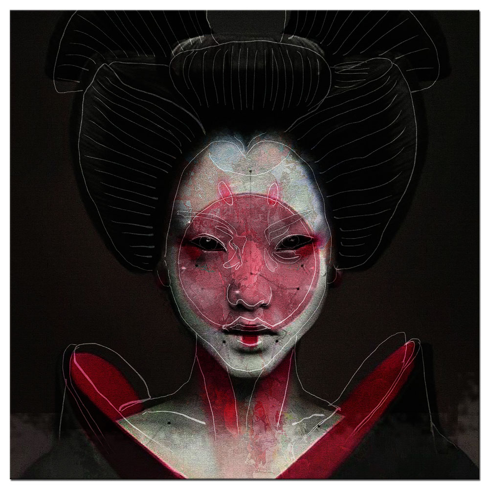Digitalkunst von H. Mühlbauer: "Geisha (rot)"