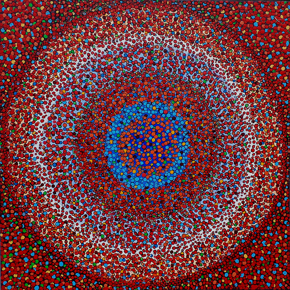 Agglomeration, Konzentrisch in Rot 2, Neuer Pointillismus