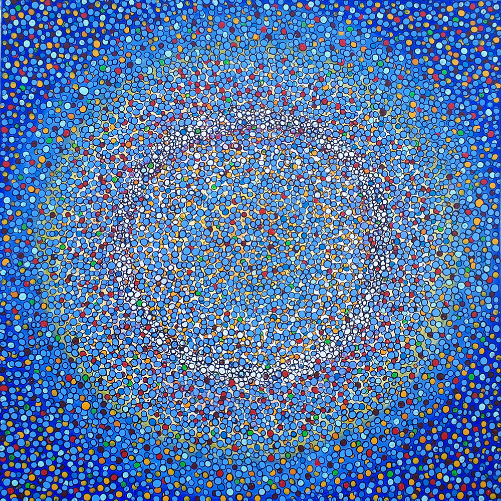 Agglomeration, Konzentrisch in Blau 2, Neuer Pointillismus